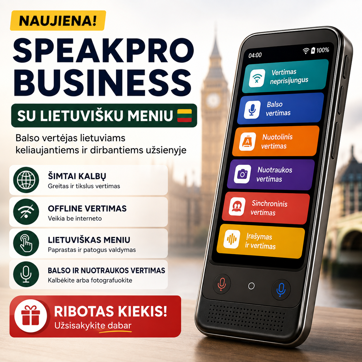 Balso vertejas su lietuvisku menu verčia be interneto